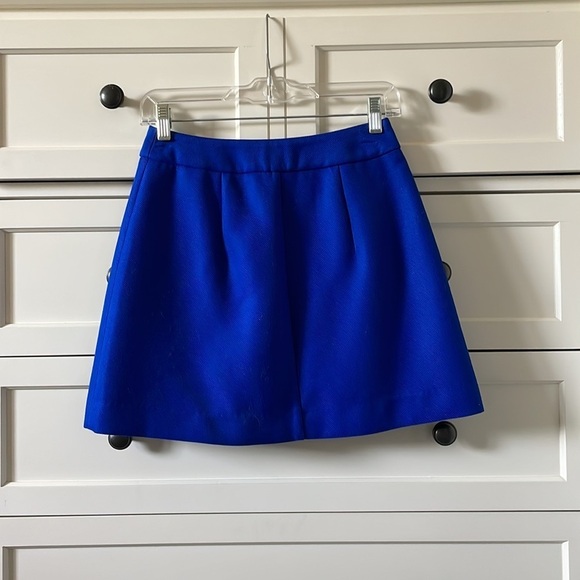 Express Women’s Cobalt Blue Skater Skirt with Gold Front Zipper - Size 2 - Picture 2 of 6